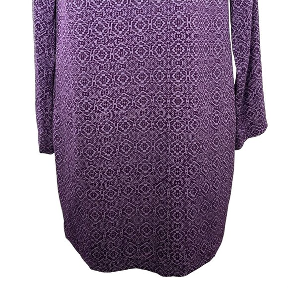 Prana Cece Purple Geometric Print Long Sleeve Shift Dress Small - Picture 4 of 12